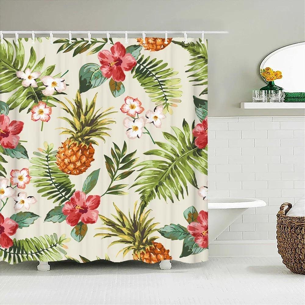 Tropical Fresh Fruit Shower Curtain Bathroom Waterproof Polyester Lemon Pineapple 3D Printing Curtains For Bathroom Shower