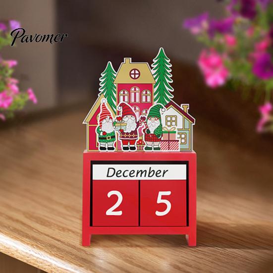Festive Tabletop Decoration Christmas Countdown Blocks, Desktop Advent Calendar with Movable Decorative Party Essentials Days Until Xmas Ornament for