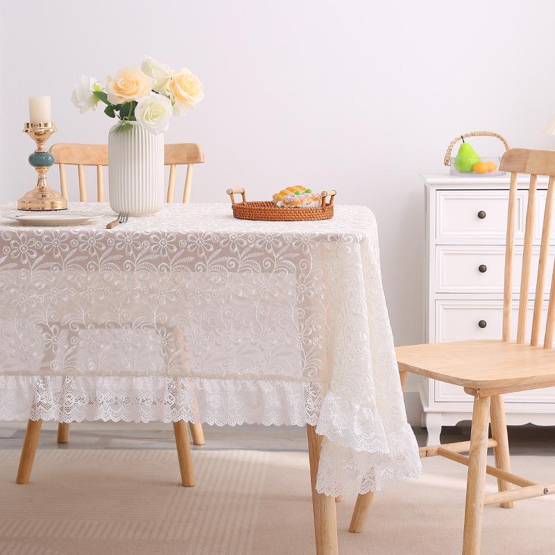 

Прямоугольная белая кружевная скатерть | Вышивка цветком «Хвост феникса», подходит для вечеринки на открытом воздухе, приема, ужина, вечеринки в честь будущего ребенка, украшения для чаепития 137*90