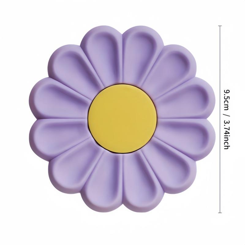 1PC Daisy Coaster Silicone Material Cute Flower Shaped Heat-resistant Dual Color Coffee Coaster,suitable for Holiday Gifts