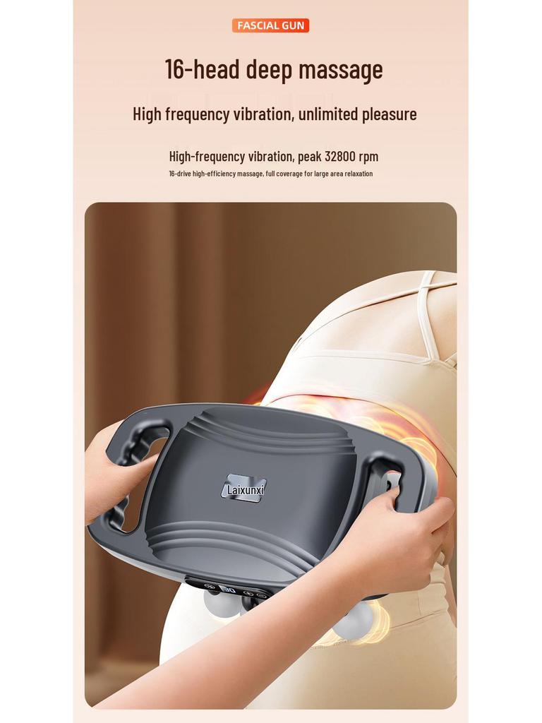 Rechargeable Multi-Head Fascia Massage Gun with 16 Attachments, Adjustable Power for Full-Body Vibration Therapy
