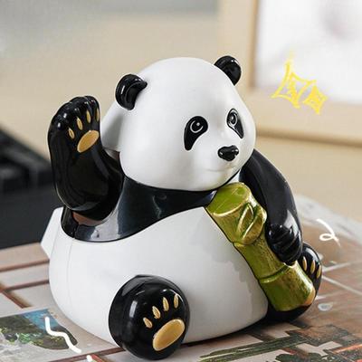 Solar Panda Car Ornament Animal Figurine Powered Waving for Office, Tables Computer