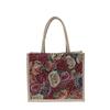 Large capacity linen tote bag 2025 new floral commuter tote bag female student class shoulder handbag