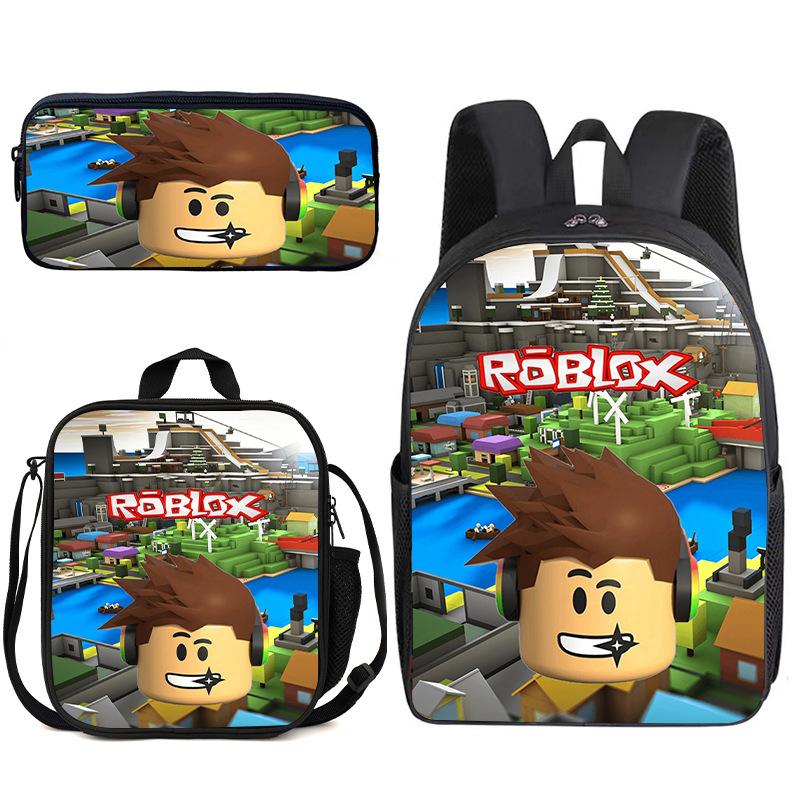 Zaino Anime 3D Tre Pezzi Roblox Zaino Studente Borsa Pranzo Astuccio Zaino Scolastico Stampato