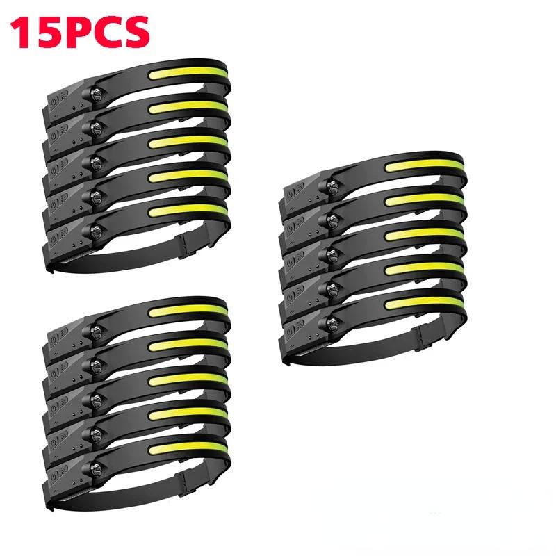 KDULIT 1~20Pack LED Sensor Headlamp Built-in Battery USB Rechargeable Waterproof Head Torch Outdoor Camping Fishing Headlight