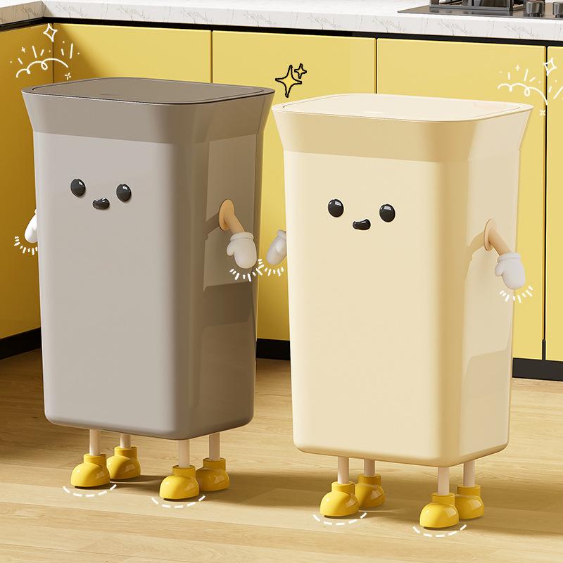 

Press-Type Trash Can with Lid – No Bending Needed, Large Capacity