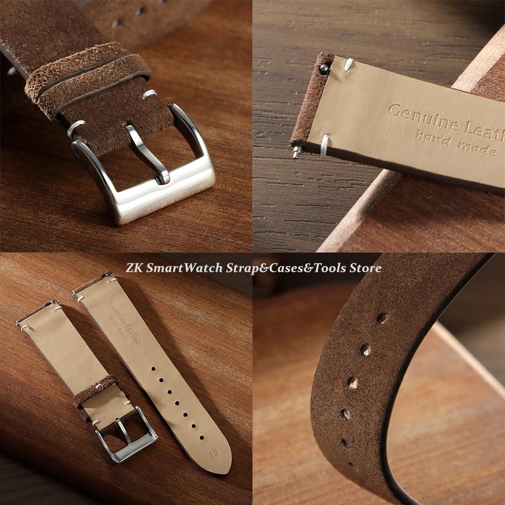 Soft Suede Strap 20mm 22mm Brown Blue Wristband 14mm 16mm 18mm Quick Release Calfskin Leather Bracelet for Women Men Accessories