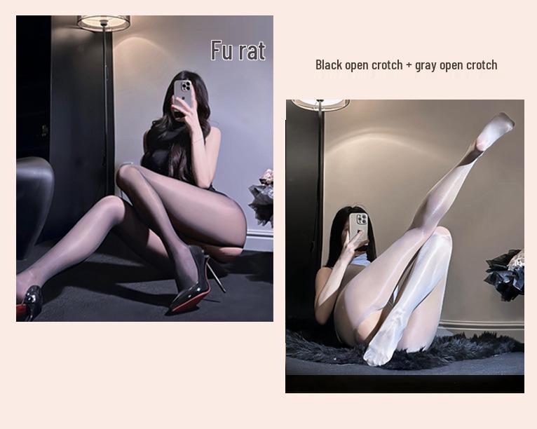 Meias de Diversão Ultrafinas Pretas com Crotch Aberto - Fácil de Rasgar, Tentadoras e Seda Lisa Anti-Gancho para Mulheres