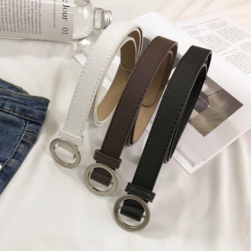 Elegant Black Pu Women's Belt Stylish Korean Design Minimalist Adjustable Fashion Accessory