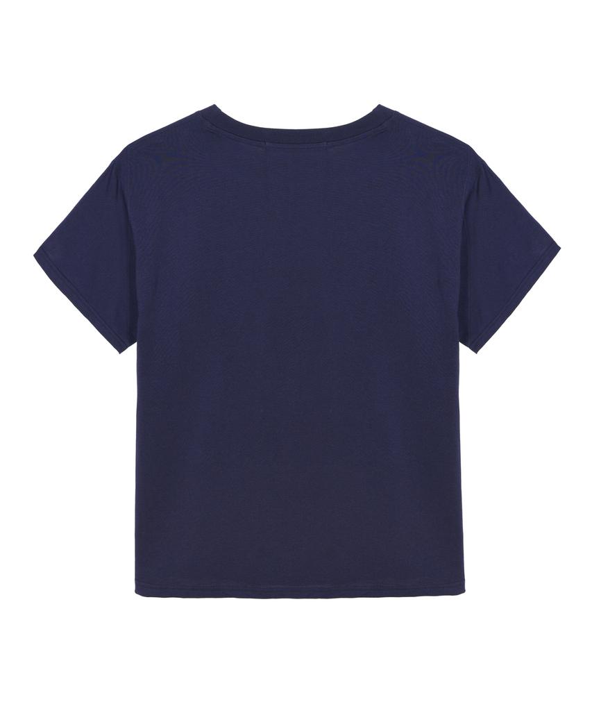 Nigaennikol Big Rose Sleeve Top_Navy White