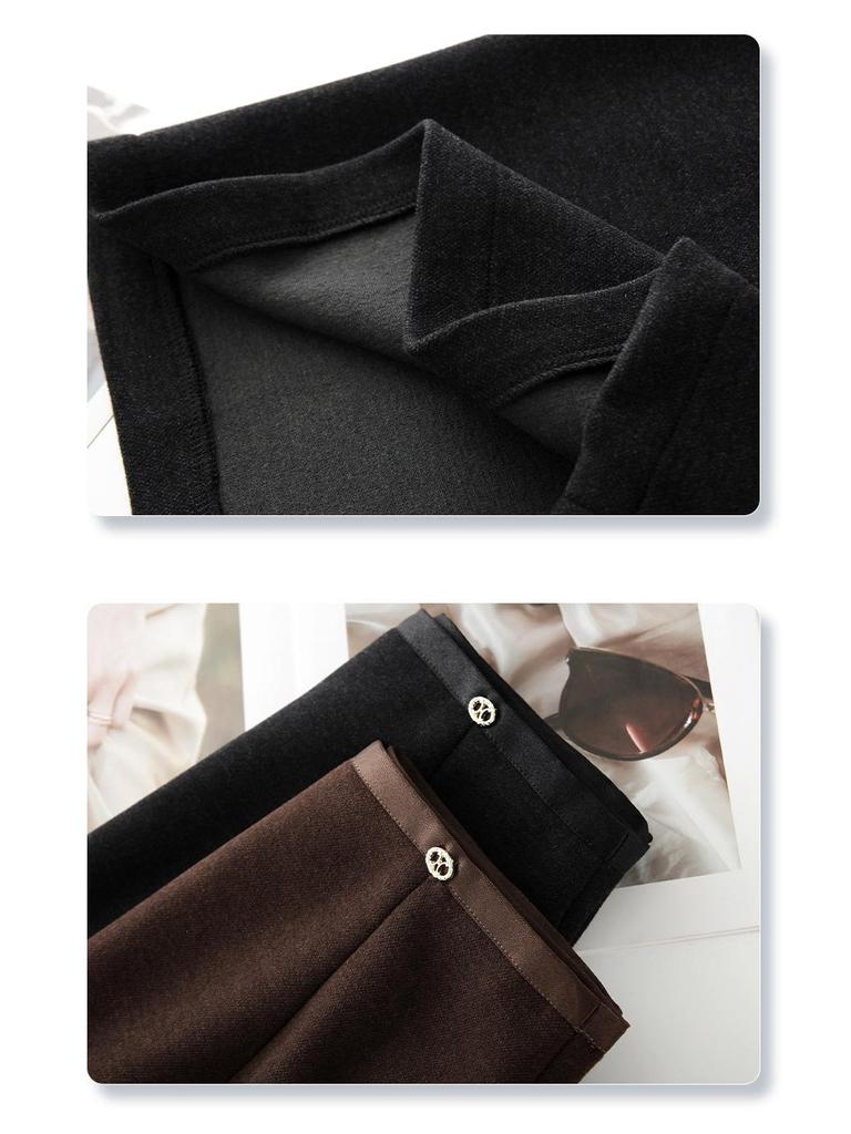 Women's Elegant High-Waisted Black and Gray Wool Blend Pencil Skirt - Autumn/Winter 2025 Collection