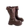 Skinny Brown Western Heightening Beauty Autumn and Winter Cowboy Boots Style Thick-soled Martin Boots Knight Boots Rad Travel