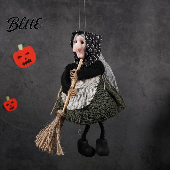 Halloween Celebration Decor Witch Broomstick Hanging Ornament Spooky Fabric Pendant for Party Bar Indoor Home Trick or Treat Festive Decoration Gift
