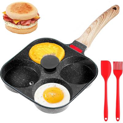Deepened Egg Frying Pan with Lid 4-Cup Nonstick Granite Omelette Pan Skillet Pancake Pan Healthy Breakfast Egg Cooker Pan