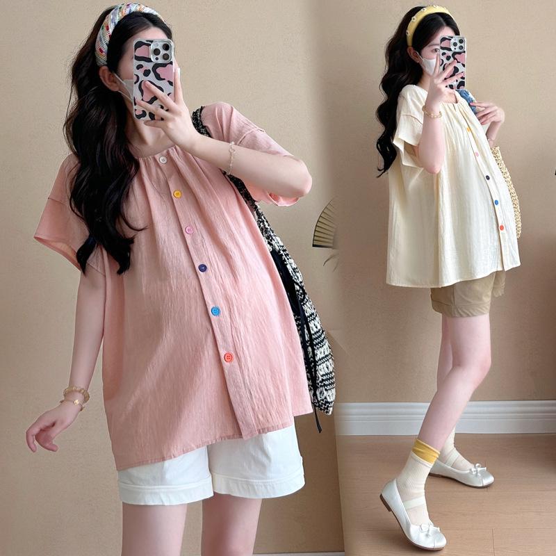 2026 Korean Puff Sleeve Doll Shirt & Belly Support Shorts Set