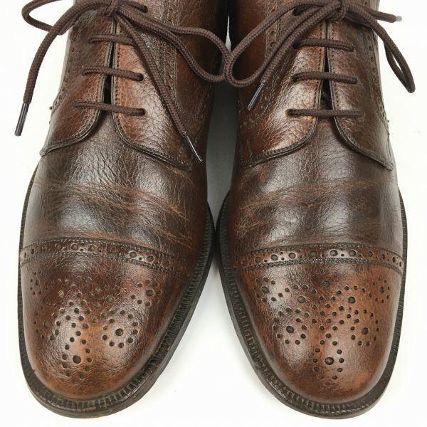 FLORSHEIM Royal Imperial Made in Italy Punched Cap Toe Shoes Brown size 7.5D 25.0-25.5 Men's(USED)