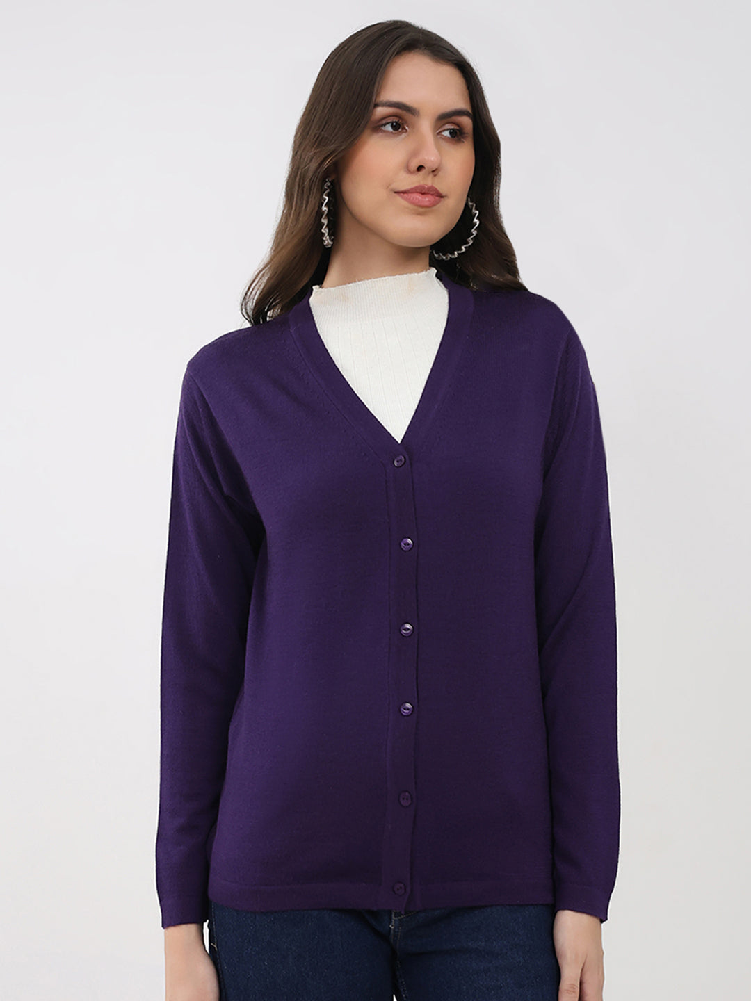 Monte Carlo Womens Regular Fit Solid Cardigan L фиолетовый