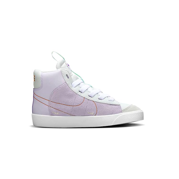 Nike Blazer D Leather Round Toe Lace-Up Shock Absorbing Durable Mid-Top Sneakers Kids Sneakers Purple DQ6085-500