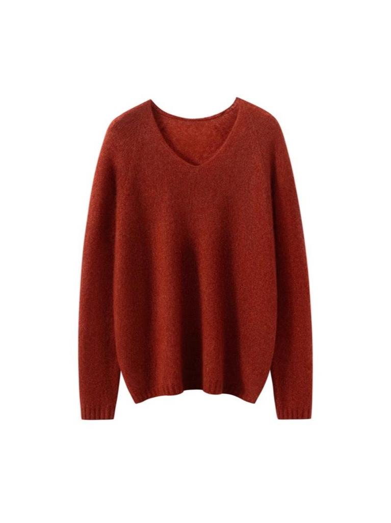 Classic Cashmere & Mulberry Silk V-Neck Women's Pullover Knitwear