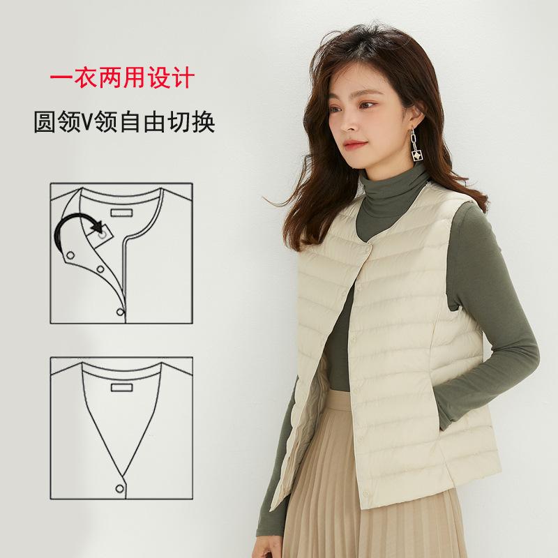Women's V Neck Sleeveless Down Vest Regular Fit Commuter Style Lightweight Puffer Vest