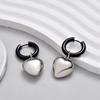 Stainless Steel Hoop Acrylic Heart Pendant Earrings For Women Statement Solid Circel Gold Silver Black Color Earrings Jewelry