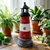 Lighthouse Ornaments Solar Powered with Rotating Light Effect Ornament Waterproof Resin Garden Decor for Lawn Patio Balcony