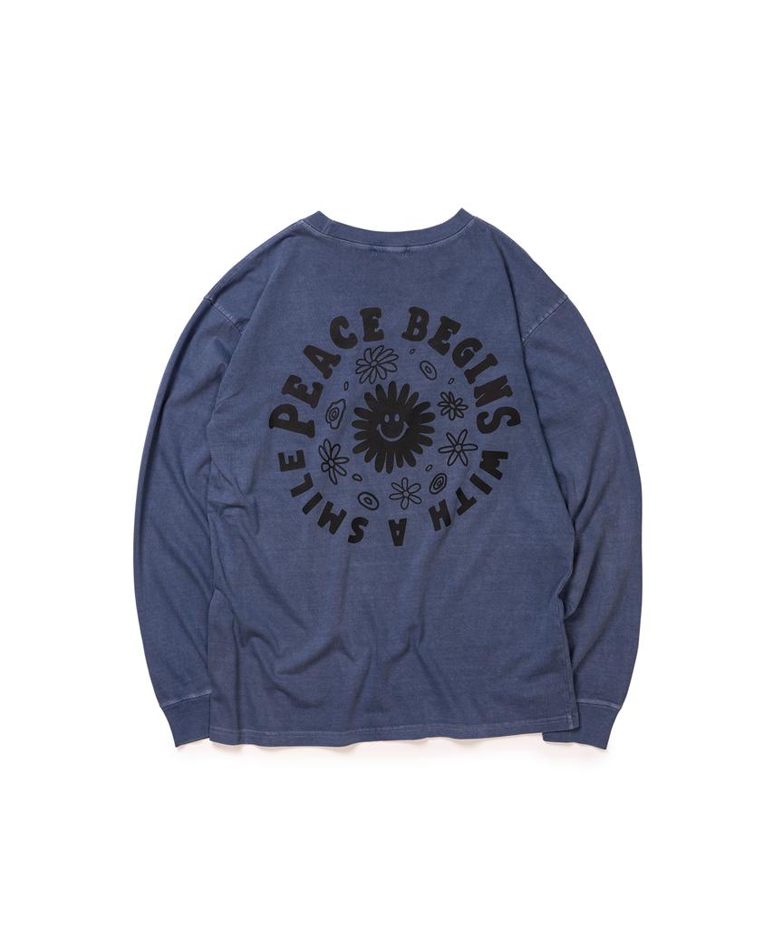 BIGWAVE COLLECTIVE Piece Circle Pigment Long Sleeve Tee (Washed Blue)