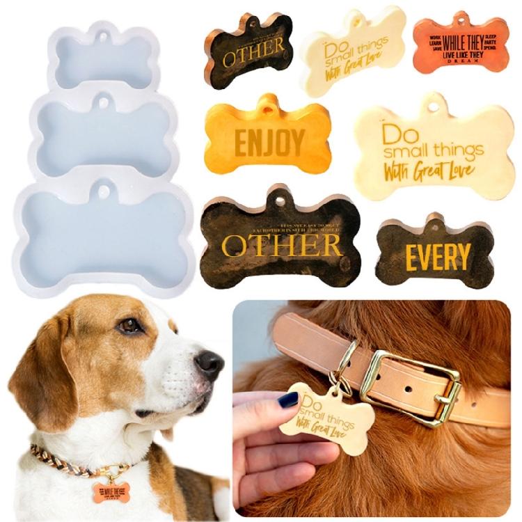 Clear 3-link Dog Bone Label Keychain Silicone Mold for Valentines Gift Craft Handmade Key Chain Accessories Mould