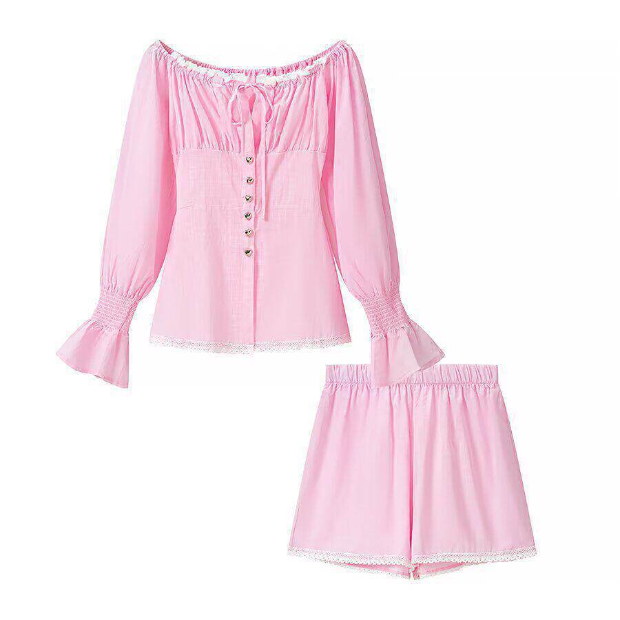 European and American style, wholesale women's clothing, fashionable and versatile temperament design, top + shorts two-piece set