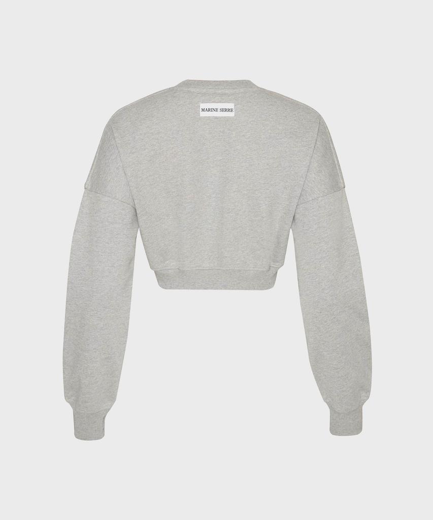 MARINE SERRE (W) Moon Logo Fleece Crop Sweatshirt Grey Moon Logo Fleece Cropped Sweatshirt Gr50 Grey