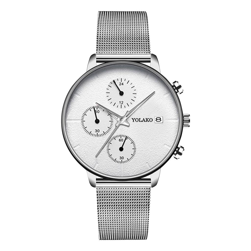 Men's Watches, Stylish Quartz Watches, Mesh Stainless Steel Watches, Waterproof Chronograph Watches With Automatic Date, Men's Stylish Casual Watches