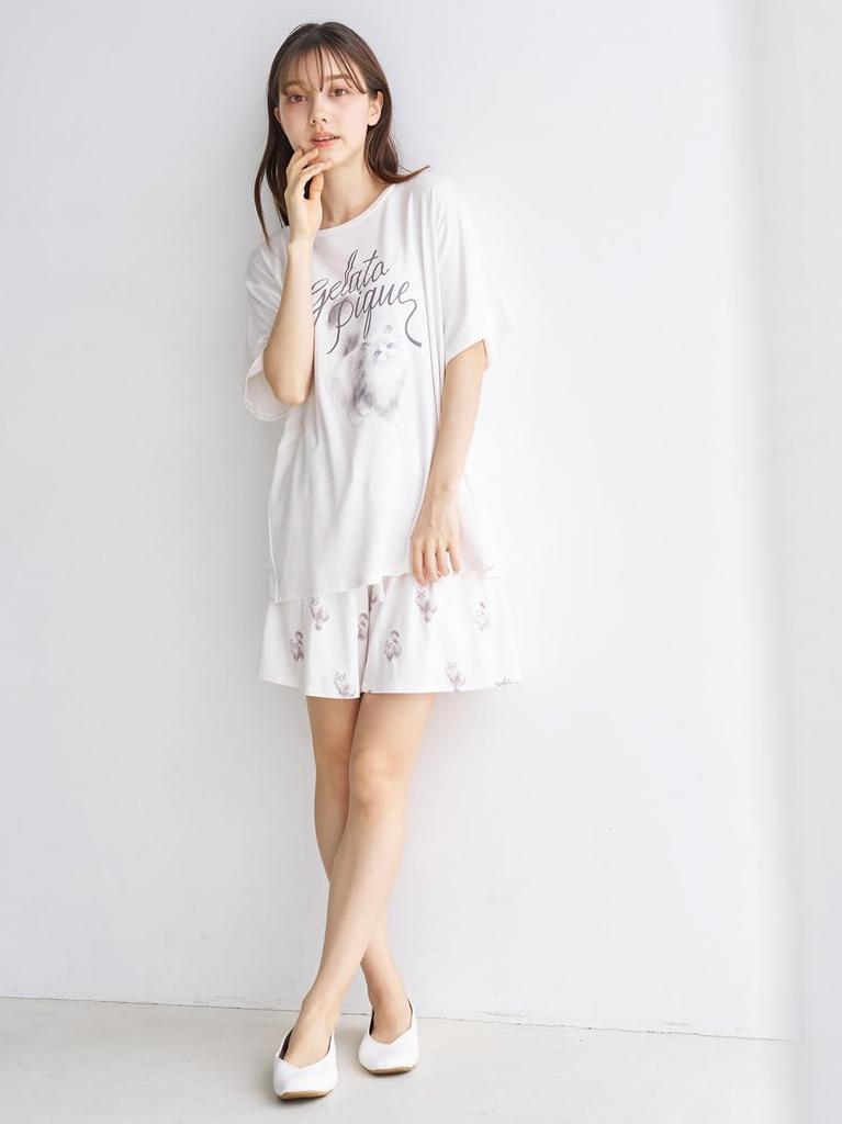 Gelato Pique CAT Print T-Shirt (PWCT252263IVRF)