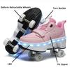 2025 NEU Rollschuhe mit LED 4 Räder Verformbar Einziehbar Rollschuhe Sneakers Skaten Parkour mit Rädern für Mädchen Jungen