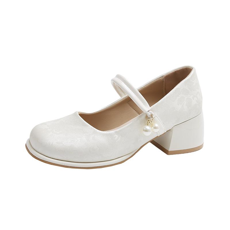 thick heel patent leather square head Mary Jane shoes women's 2025 new spring Korean high heel temperament versatile fairy style single shoes