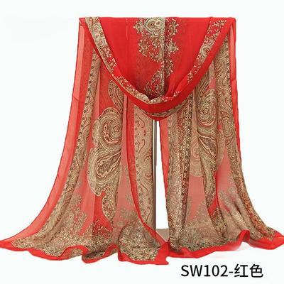 Stola scialle con collo avvolgente con sciarpa lunga in chiffon da donna