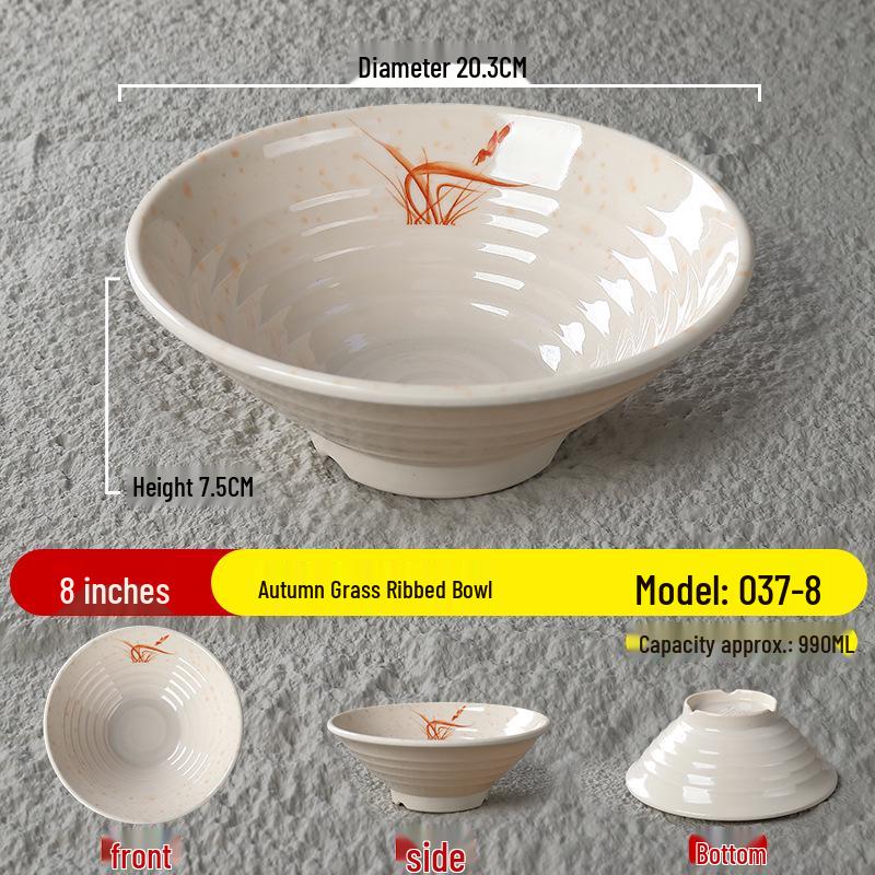 Durable Melamine Noodle Bowl - Imitation Porcelain for Soup, Ramen, Mala Tang & Luosifen