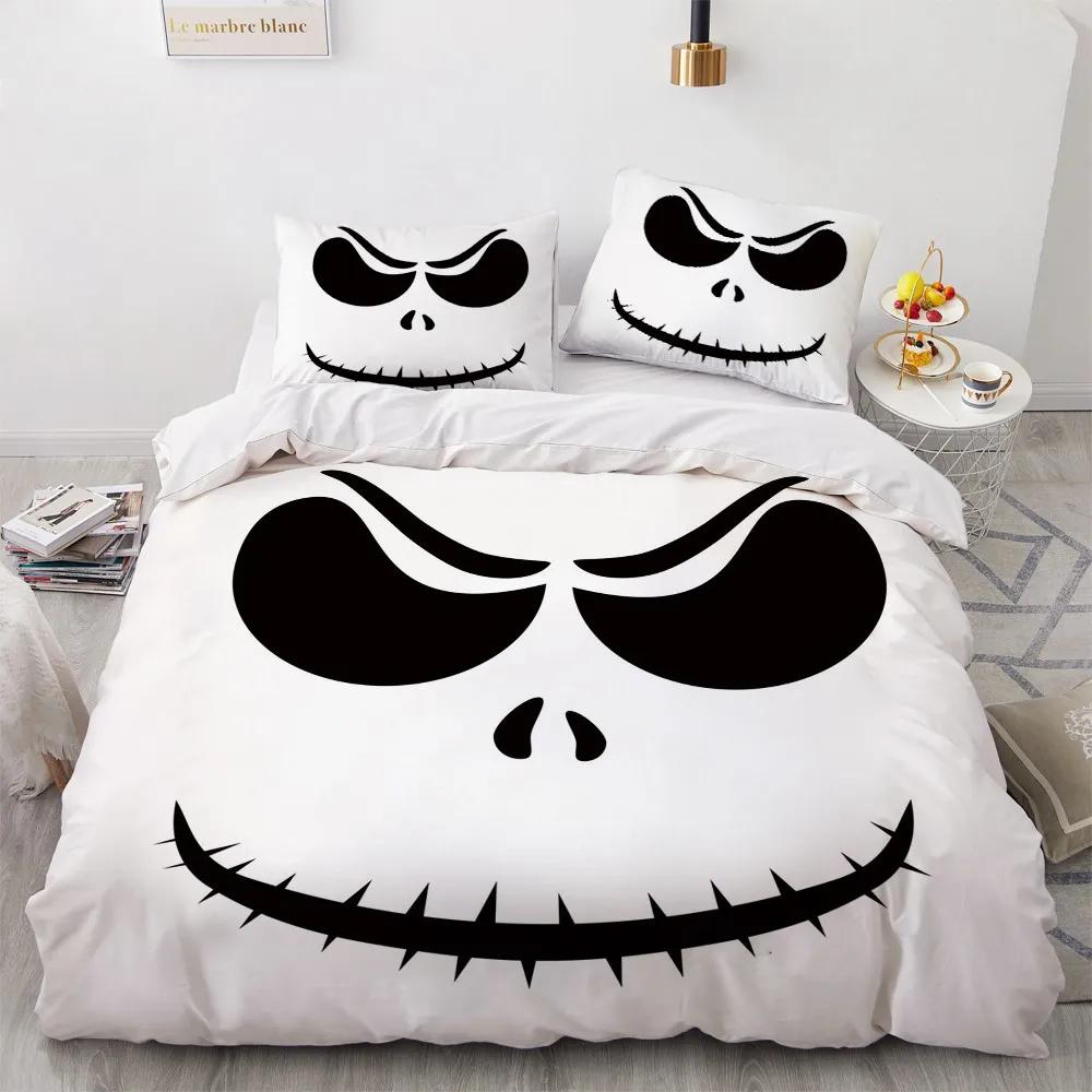 Halloween King Queen Duvet Cover Kawaii Black Cartoon Dryad Ghost Bedding Set For Kids Boys Pumpkin 2/3Pcs Polyester Quilt Cover