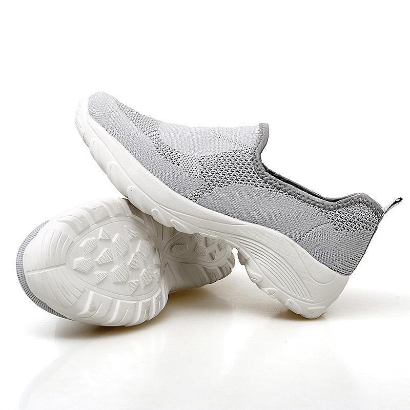 Large size spring middle-aged mother shoes breathable fly-woven one-pedal platform casual shoes women