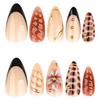 3D Crocodile Pattern French Black Almond Nail Tips for Autumn & Winter