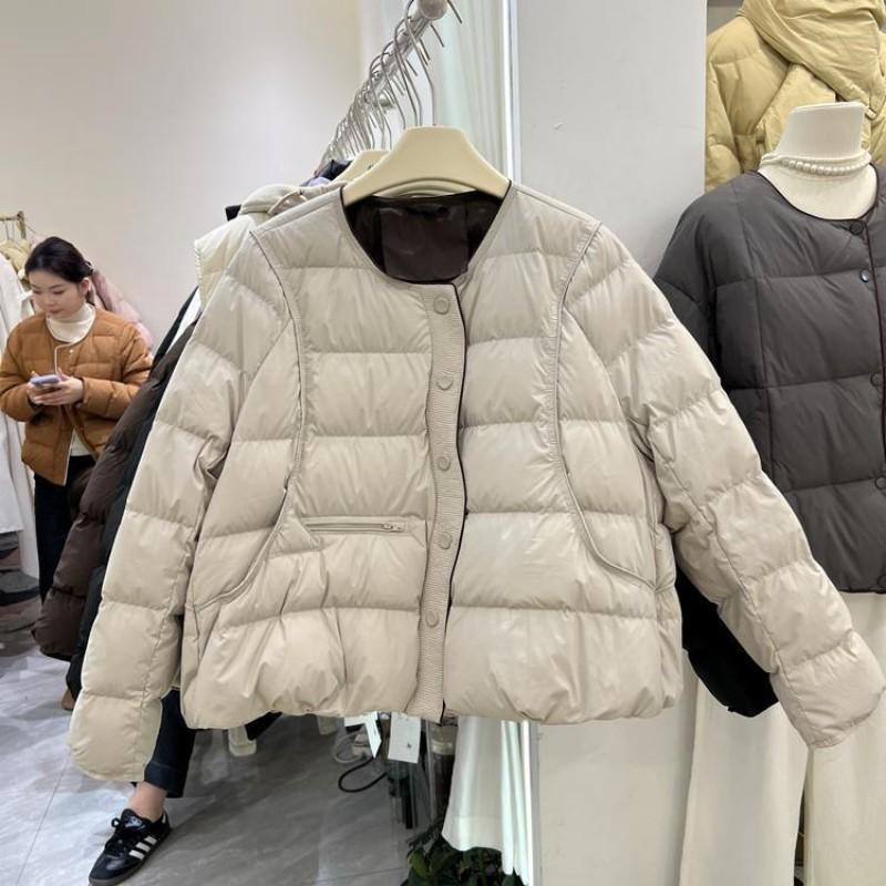 Womens Lightweight Cotton Coat 2026 Fall Single Breasted Round Neck Simple Versatile Warm Jacket