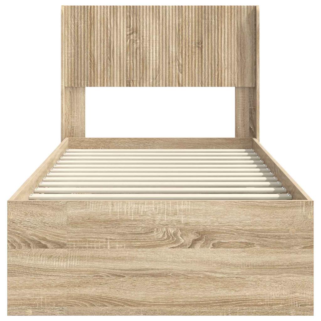 Bed Frame with Storage Space and Headboard Sonoma Oak 90 x 190 cm