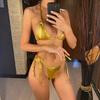 Sexy PU Faux Leather Halter Strappy Bikini Female Swimsuit Women Swimwear Two-pieces Bikini Set Bather Bathing Suit Swim