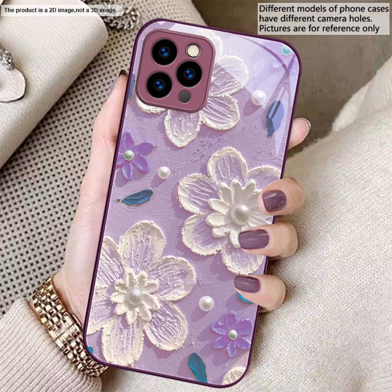 Kremas ryžiai balti žiedlapiai Skirta iPhone 17 Air 16 E 15 14 13 Plus 12 mini 17 Pro Max 11Pro XR Xs 16E 7 8 11 Grūdintas stiklas telefono dėklas