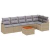 7 Piece Beige Poly Rattan Garden Sofa Set with Cushions