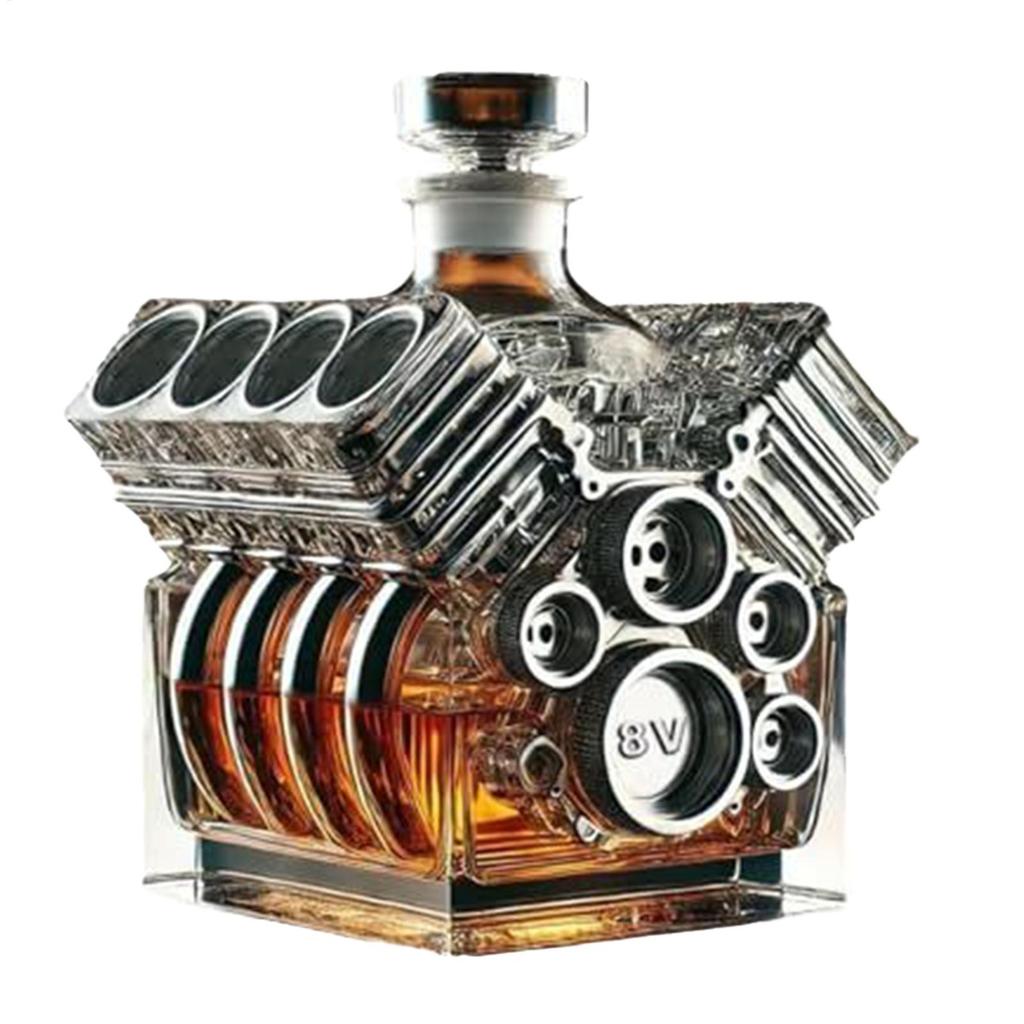 V8 Engine Shaped Whiskey Decanter Unique Alcohol Bottle Stylish Home Bar Decor for Tequila Bourbon Brandy Wedding Decanter