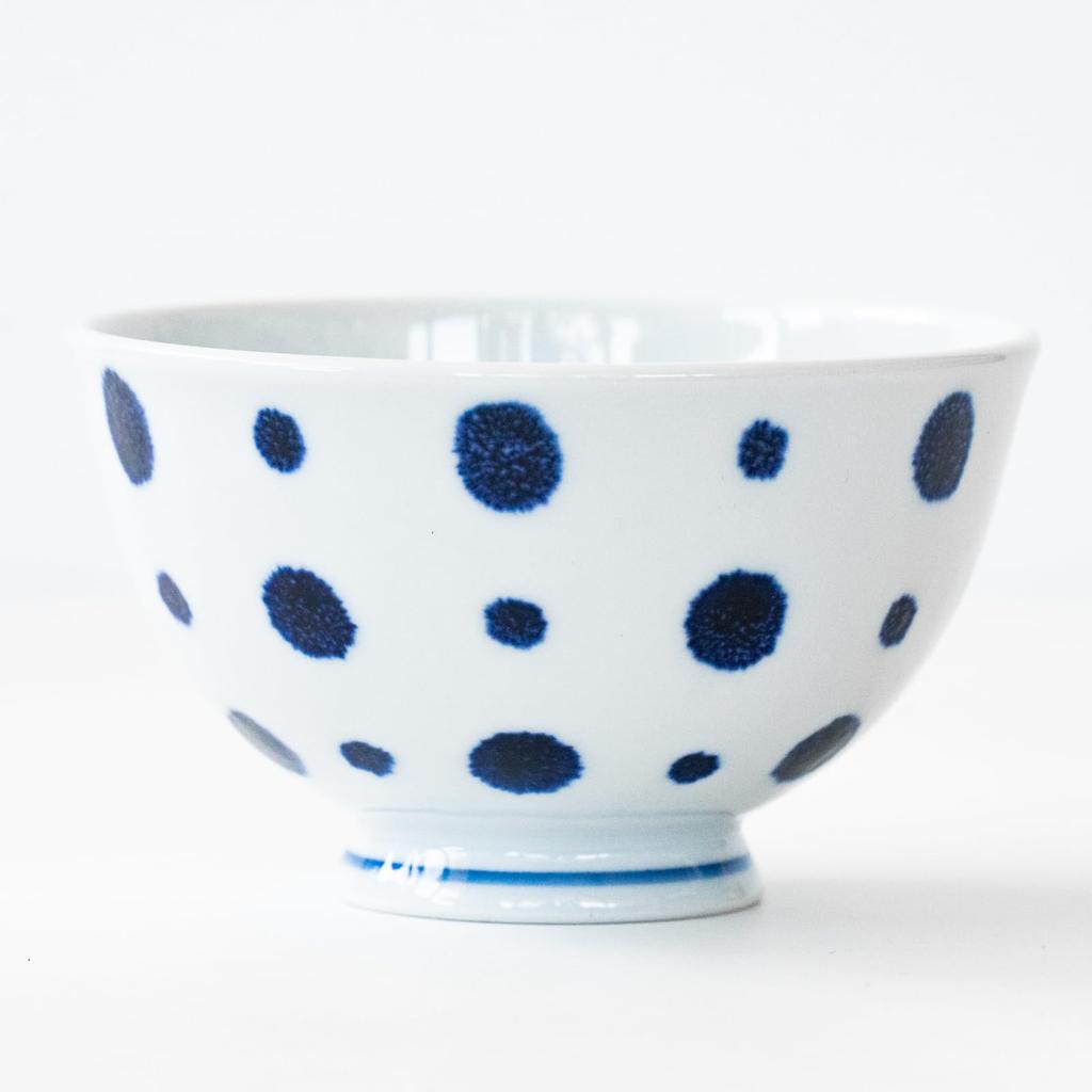 Saikai Pottery Hasami Ware Tableware Rice Rice Diameter Indigo Ball Japanese Rice New Japanese Microwave and Dishwasher Made in 19863 Set, Bowl,