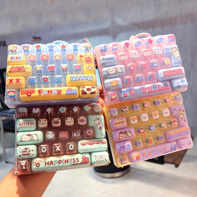 14Ps Stress Relief Decompression Toy 26 Key Press Button Keyboard Keychain Fidget Toy Creative Ornament For Family Party Favors
