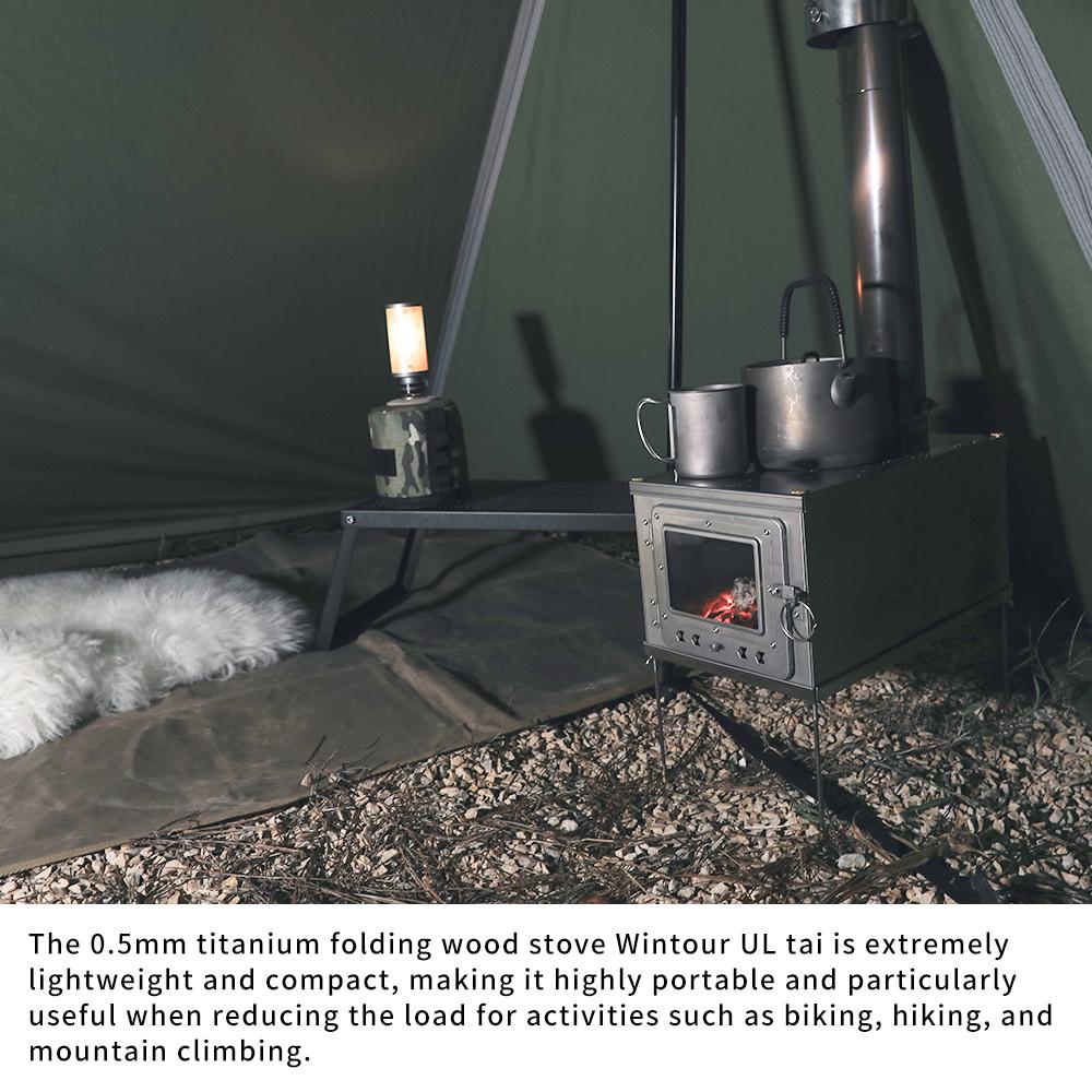 Foldable titanium wood-burning stove lightweight compact durable portable folding wood burning outdoor camping hiking bushcraft