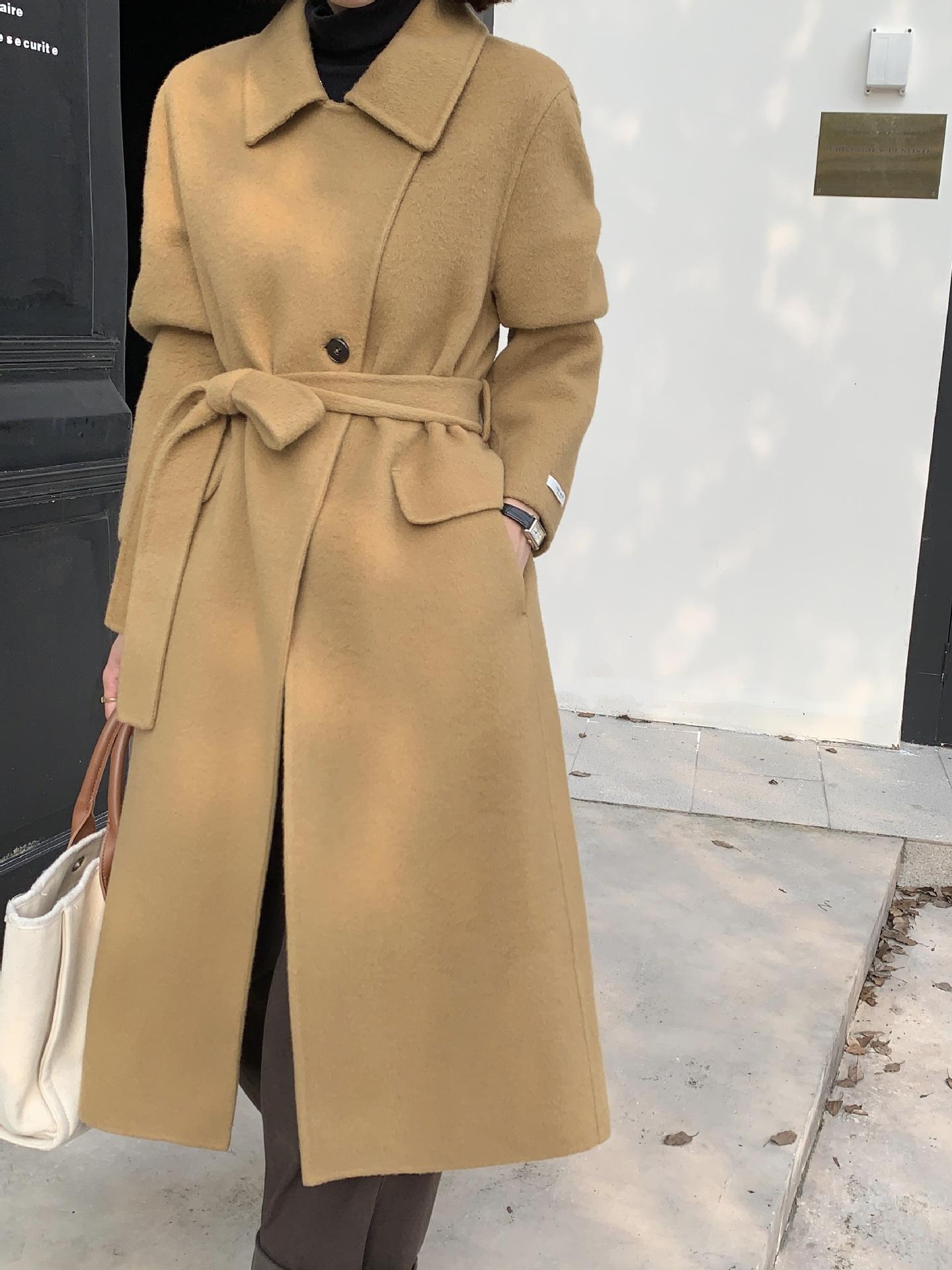 

Шерстяное двустороннее шерстяное пальто женское однобортное высококачественное шерстяное пальто для повседневных поездок универсальное для отдыха M