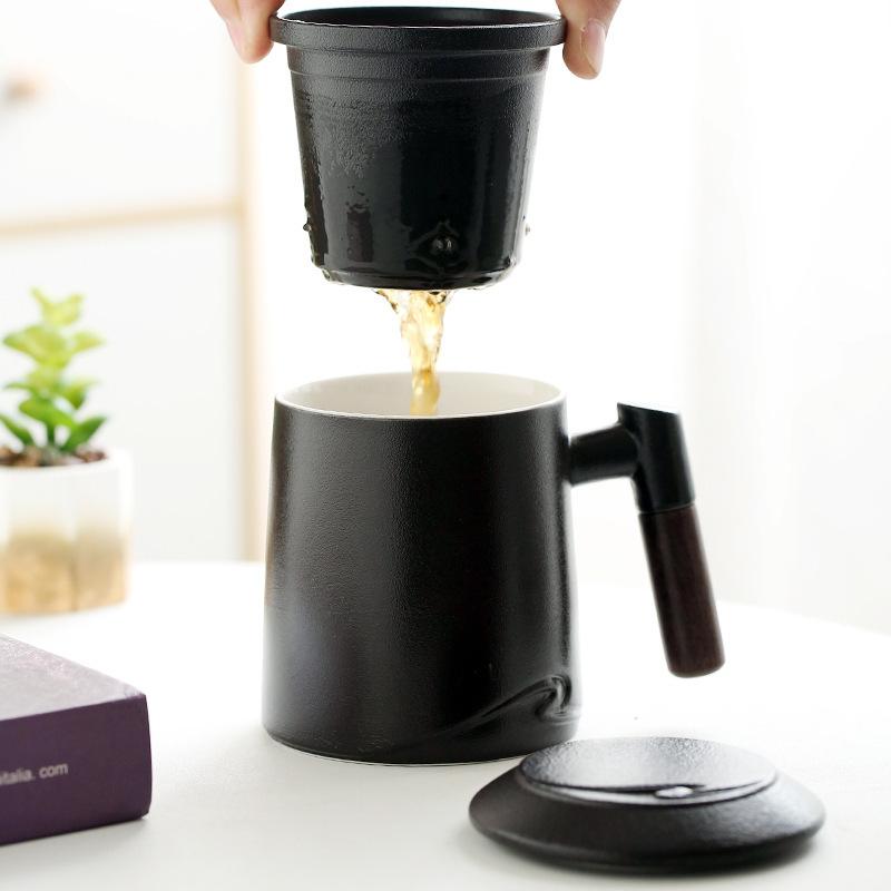 Ceramic Mug, Tea Separation, Tea Cup With Lid Filter, Office Home Large-Capacity Cup Gift